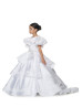 Beaded White Lace Satin Layered Flower Girl Dress